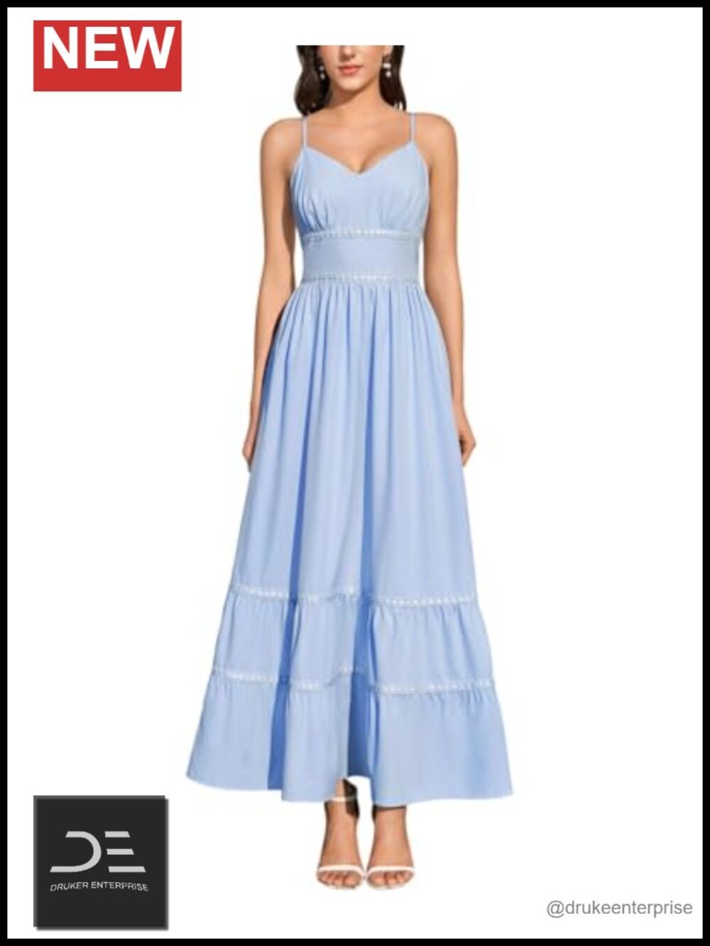 Womens Floral Maxi Dress V Neck Spaghetti Strap Sundress Flowy Beach Wedding